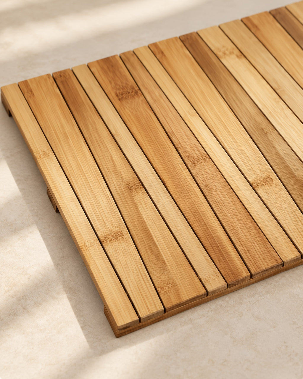 Close-up of the bamboo slats and gaps.